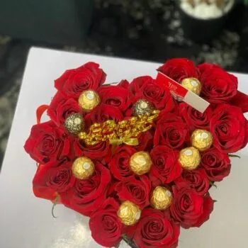 Roses And Choc in Heart Box | Romantic Gift