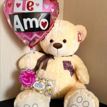Send 80CM teddy bear, I love you balloon and Ferrero Rocher