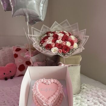 50 Red Roses & 8 Inches Cake Delivery in Lagos