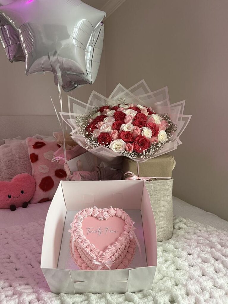 50 Red Roses & 8 Inches Cake Delivery in Lagos Pairing Flowers and Cakes